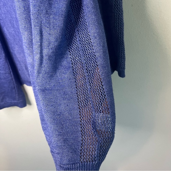 Talbots Womens Linen Knit Open Front Cardigan Blue Petite Sz M Lightweight - Picture 9 of 12